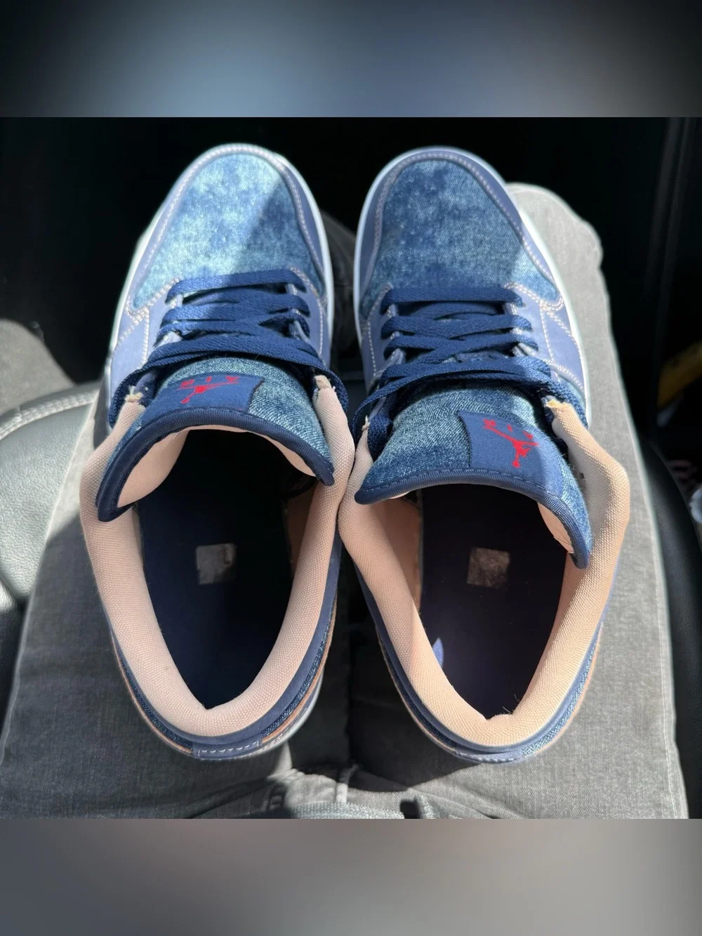 Air Jordan Low Top Sneakers in Denim Blue and tan suede size 11.5